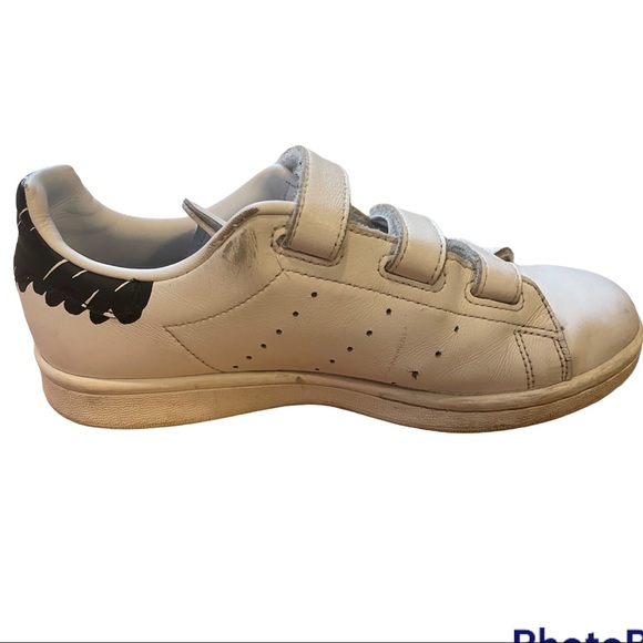 Adidas Stan Smith Sneakers Velcro white black women’s 8 /men’s 6.5 - Picture 3 of 9